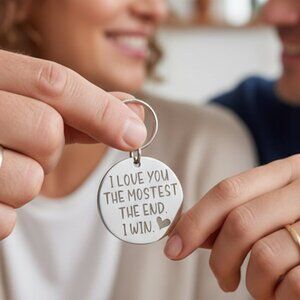 Lovers Keychain Keyring Bag Charm Engraved Stainless Steel OS New